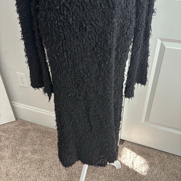 Free People Jagger Shaggy Duster Length Wool Blend Cardigan Black Sz M - Picture 4 of 14